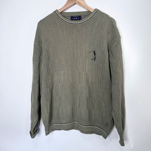 Vintage Northern Golf Elements Sweater Green Tan Embroidered Men's L